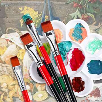 Paint Brush Acrylic Paint Brushes Small Artist Paint Brushes Craft Paint Brushes Art Brush Flat Paint Brush for Acrylic Watercolor Oil Gouache Painting (8, 3/4inch)