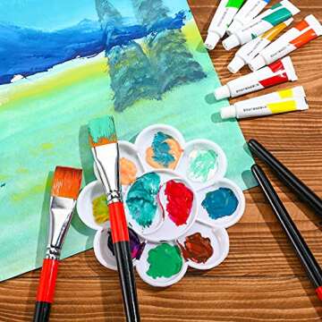 Paint Brush Acrylic Paint Brushes Small Artist Paint Brushes Craft Paint Brushes Art Brush Flat Paint Brush for Acrylic Watercolor Oil Gouache Painting (8, 3/4inch)