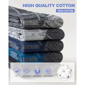 Niorasen Men's Cotton Crew Work Socks, 5 Pairs Cushioned Boot Socks, Moisture Wicking Athletic Socks...