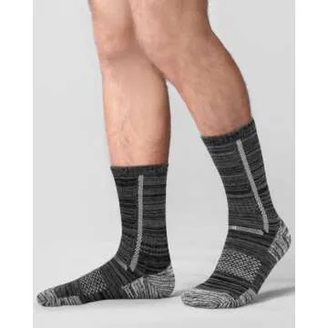 Niorasen Men's Cotton Crew Work Socks, 5 Pairs Cushioned Boot Socks, Moisture Wicking Athletic Socks for Hiking Sports Running 8-10 (Black)