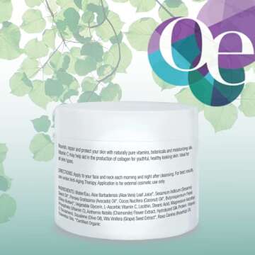 Organic Excellence Skin Renewal Therapy, Vitamin C Face & Neck Cream, Moisturizer to Stimulate Collagen Production and Increase Skin Cell Renewal, Organic Natural Non-Toxic Cruelty-Free 2 oz (57g)