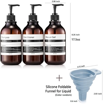 Mia Home Refillable Amber PET Bottles with Silicone Funnel