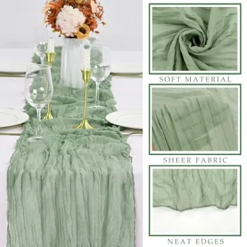 Elegant Sage Green Cheesecloth Table Runners for Events