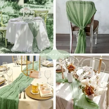 Elegant Sage Green Cheesecloth Table Runners for Events