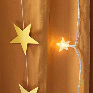 Frideko Bed Canopy, Princess Gauze Mosquito Net+ USB Warm White Star Fairy String Lights & Yellow Star Flag for Playing Beach Home Nursery Hotel Kids Children Christmas Birthday Gifts (Burnt Orange)