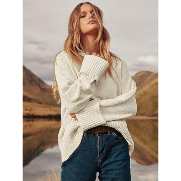 LOGENE Women's Oversized Sweater Crewneck Long Sleeve Soft Fuzzy Knit Pullover Sweaters 2024 Winter Fashion Warm Tops Clothes