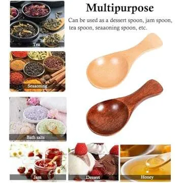 AKOAK 2 Pcs Mini Wooden Spoon with Short Handle, Perfect Small Jar of Jam, Spices, Condiments, Sugar, Honey, Tea Coffee Spoon, Kitchen Accessories (Khaki)