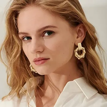 HESSAWELL Gold Hoop Dangle Earrings - Elegant Women's Jewelry
