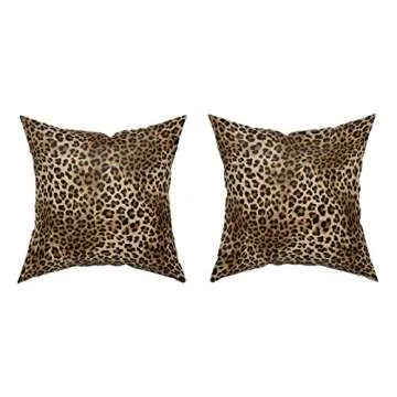 Stylish Brown Leopard Throw Pillow Cover - 20x20 Inch Set