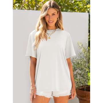 ANRABESS Womens Oversized T Shirts Short Sleeve Crewneck Tops Casual Loose Basic Tee Shirts 2025 Summer Outfits Trendy Clothes White Large