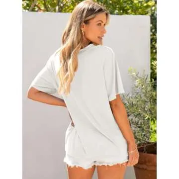 ANRABESS Womens Oversized T Shirts Short Sleeve Crewneck Tops Casual Loose Basic Tee Shirts 2025 Summer Outfits Trendy Clothes White Large