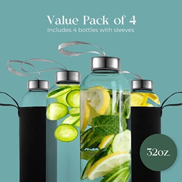 Kitchen Lux Glass Water Bottle Set - Eco-Friendly Hydration Solution