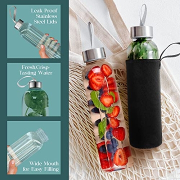 Kitchen Lux Glass Water Bottle Set - Eco-Friendly Hydration Solution