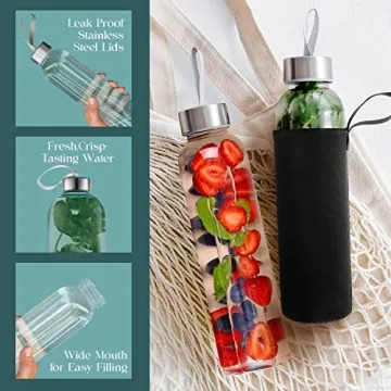 Kitchen Lux Glass Water Bottle Set - Eco-Friendly Hydration Solution