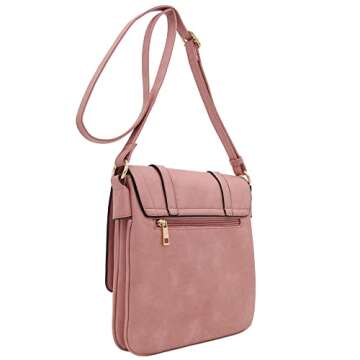 ALYSSA Double Compartment Large Flapover Crossbody Bag (Dusty Pink)