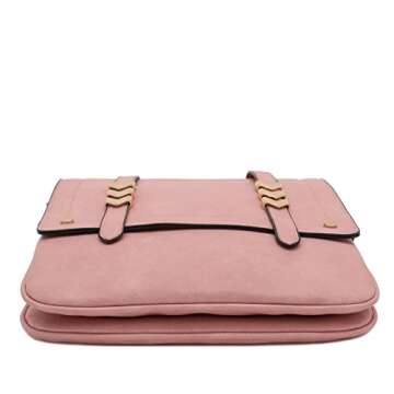 ALYSSA Double Compartment Large Flapover Crossbody Bag (Dusty Pink)