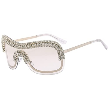 Laureles Oversized Y2K Sunglasses Women Metal Rimless Vintage Silver with Rhinestones