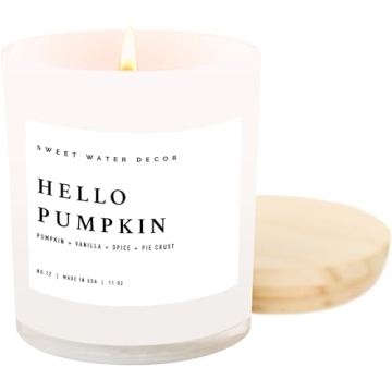 Sweet Water Decor Hello Pumpkin Candle - Cozy Fall Fragrance with 50 Hours Burn