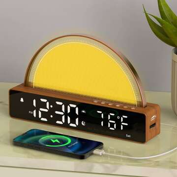 Sunrise Alarm Clock with USB Charger and Night Light