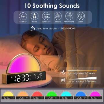 Sunrise Alarm Clock with USB Charger and Night Light