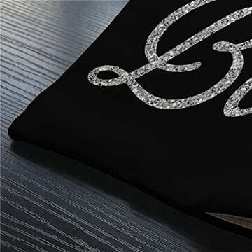 Smooffly Inspirational Blessed Words Waist Lumbar Black Cotton Linen Throw Pillow case Cushion Cover for Sofa Home Decorative Oblong 12"x20" Inches