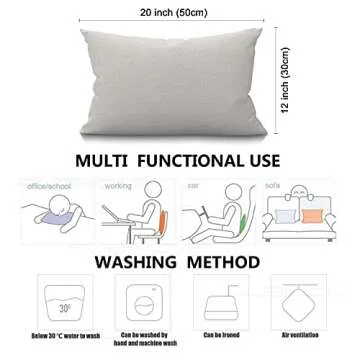 Smooffly Inspirational Blessed Words Waist Lumbar Black Cotton Linen Throw Pillow case Cushion Cover for Sofa Home Decorative Oblong 12"x20" Inches