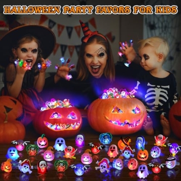 50Pcs Halloween LED Light Up Rings for Kids