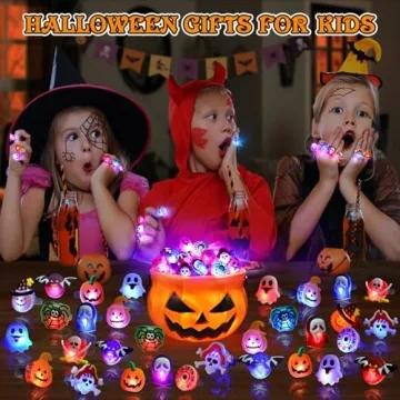 50Pcs Halloween LED Light Up Rings for Kids