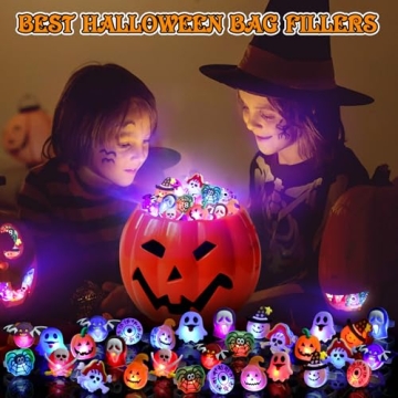 50Pcs Halloween LED Light Up Rings for Kids