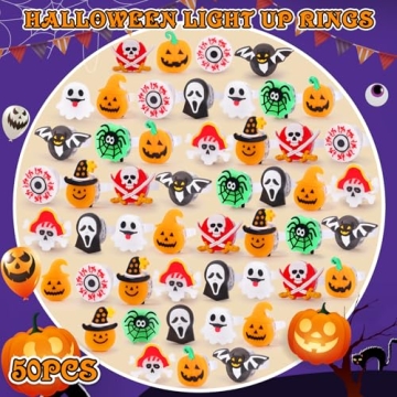 50Pcs Halloween LED Light Up Rings for Kids