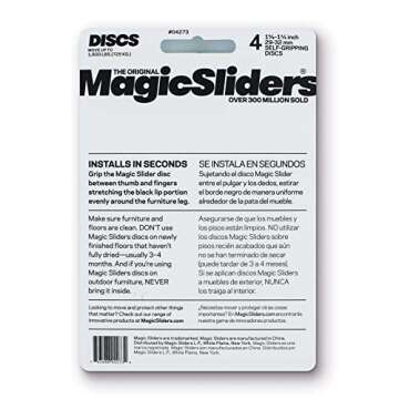 MAGIC SLIDERS L P 4273 1-1/4" RND Slider, White & Black, 4 Pack
