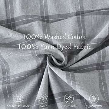 M&Meagle 3 Pieces Grey Grid Duvet Cover Queen - Stylish Comfort