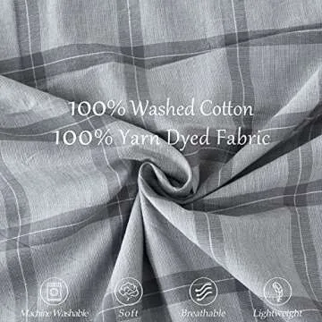 M&Meagle 3 Pieces Grey Grid Duvet Cover Queen - Stylish Comfort