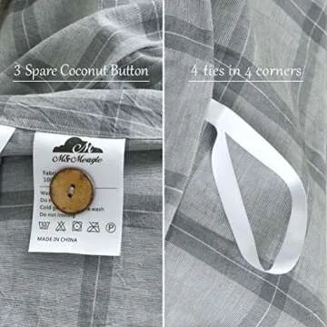 M&Meagle 3 Pieces Grey Grid Duvet Cover Queen - Stylish Comfort