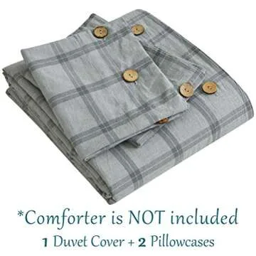 M&Meagle 3 Pieces Grey Grid Duvet Cover Queen - Stylish Comfort