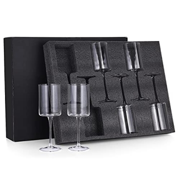 Chouggo Hand Blown Wine Glasses Set of 6 for Elegant Sips