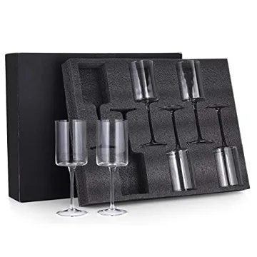 Chouggo Hand Blown Wine Glasses Set of 6 for Elegant Sips