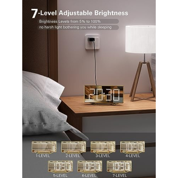 8.7" LED Mirror Alarm Clock with USB Chargers and Snooze