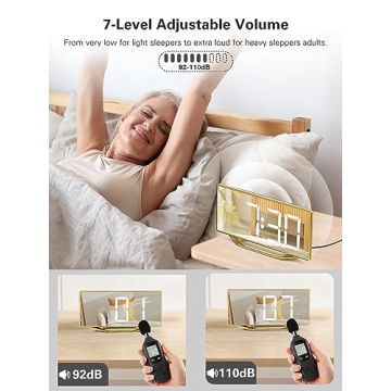 8.7" LED Mirror Alarm Clock with USB Chargers and Snooze