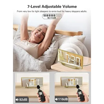 8.7" LED Mirror Alarm Clock with USB Chargers and Snooze