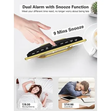 8.7" LED Mirror Alarm Clock with USB Chargers and Snooze