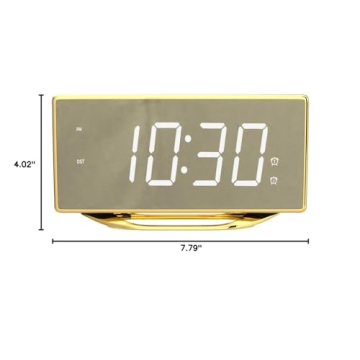 8.7" LED Mirror Alarm Clock with USB Chargers and Snooze