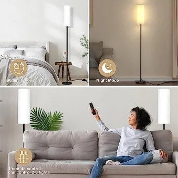 Qaubauyt LED Floor Lamp with Remote & Dimmable Features