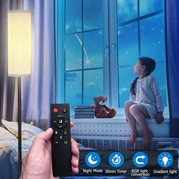 Qaubauyt LED Floor Lamp with Remote & Dimmable Features