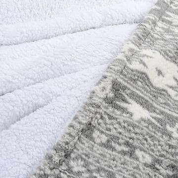 Catalonia Grey Sherpa Throw Blanket, Super Soft Warm Fuzzy Comfy Snowflake Blankets, Reversible Fluffy Throws, Holiday Theme Blanket (50X60 inches)
