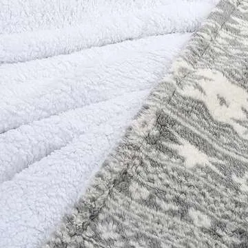 Catalonia Grey Sherpa Throw Blanket, Super Soft Warm Fuzzy Comfy Snowflake Blankets, Reversible Fluffy Throws, Holiday Theme Blanket (50X60 inches)