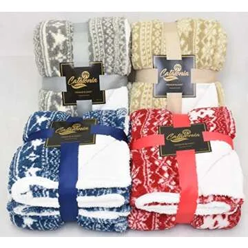 Catalonia Grey Sherpa Throw Blanket, Super Soft Warm Fuzzy Comfy Snowflake Blankets, Reversible Fluffy Throws, Holiday Theme Blanket (50X60 inches)