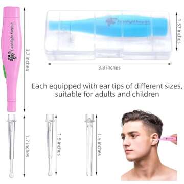 4 Pieces Ear Wax Removal Tool with Light and Storage Case Spoon Safe Ear Pick Spoon Tweezer Removal ...