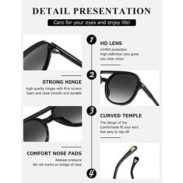 MASDUN Retro Square Aviator Sunglasses Womens Mens 70s Stylish Vintage Double Bridge Sun Glasses