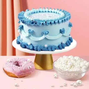 Sprinkles for Cake Decorating, White and Gold Pearl Sprinkles 4 Sizes Mix for Cake Cupcake Baking Toppings (2 bottles)